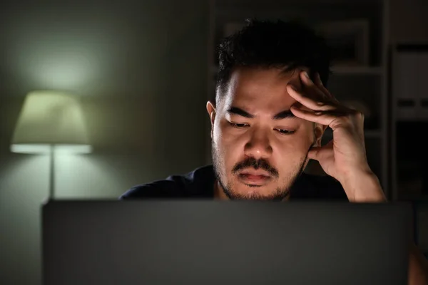 Feeling Stressful Depressed Asian Man Feeling Looking Unhappy Stressed Tired — Stock Photo, Image