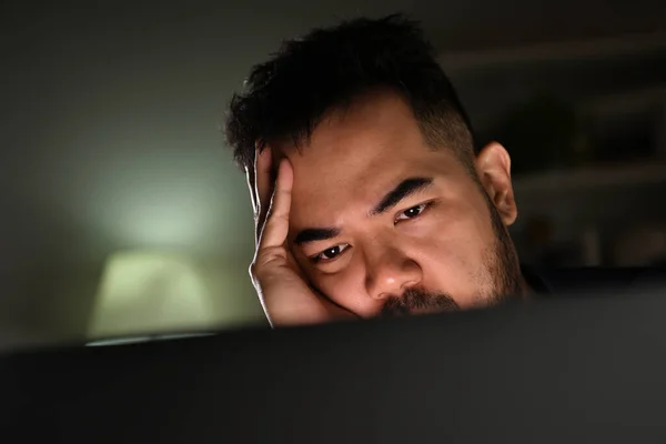 Sentir Stressé Déprimé Asiatique Homme Sentant Malheureux Stressé Fatigué Tout — Photo