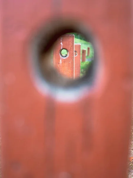 View Hole Rope Poles Fence Park — Stock Photo, Image