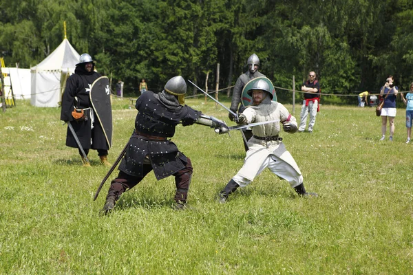 Cavalieri medievali europei che combattono — Foto Stock