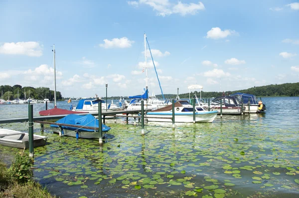 Sail Boats on a private landing place for boats — Stock Photo, Image