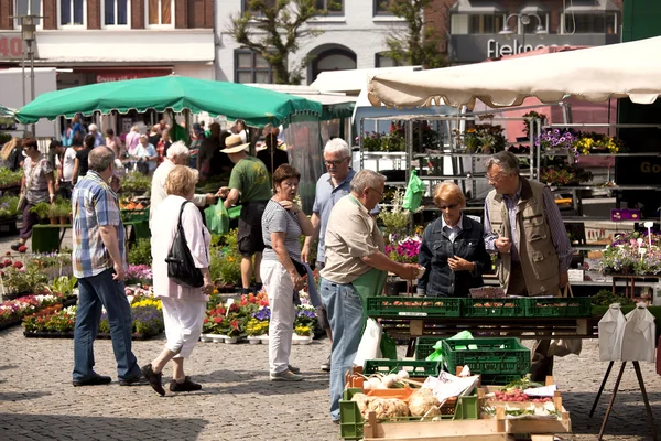 Květin a zeleniny trh ve městě husum, Šlesvicko Holštýnsko — Stock fotografie