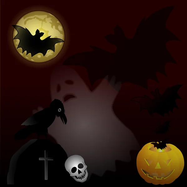 Nuit d'Halloween sur le cimetière — Image vectorielle