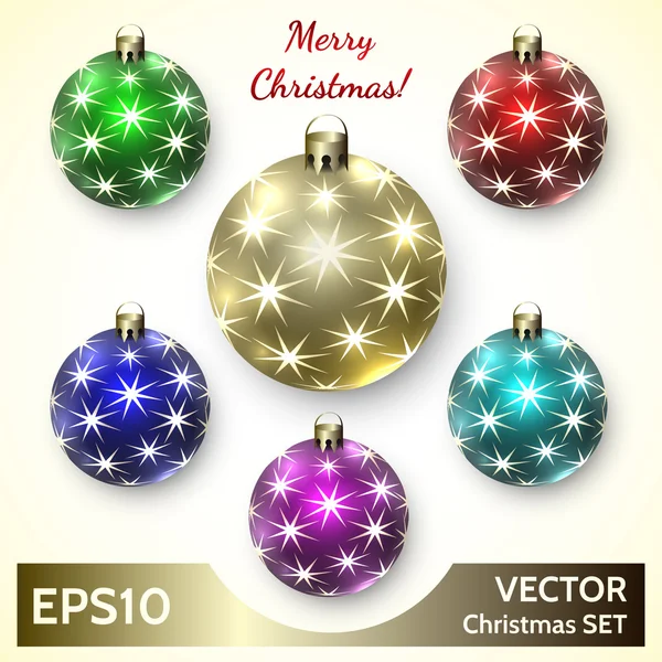 Vector set decoratie kerstballen — Stockvector