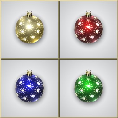 yıldız ile dört christmas dekorasyon top vektör kümesi