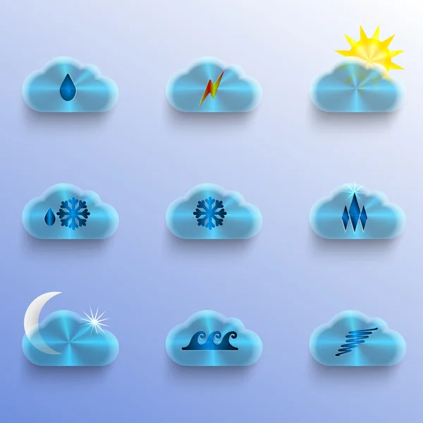 Blue Clouds with Weather Signs — Stock Vector