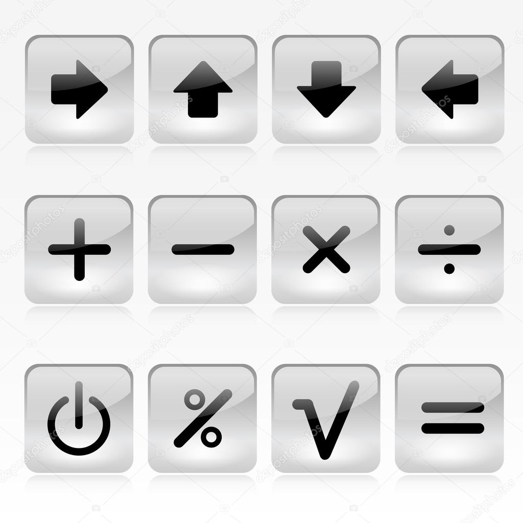 Vector Set of Glass Square Calculator Buttons