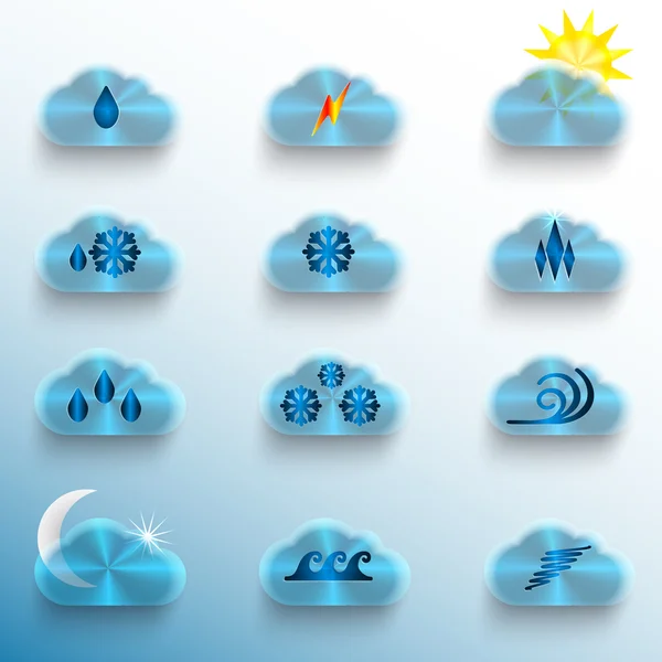 Light Blue Clouds with Weather Signs — Stock Vector