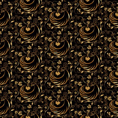 Altın ve siyah Dikişsiz desen vektör