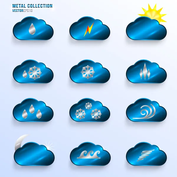 Blue Clouds with Weather Signs — Stock Vector