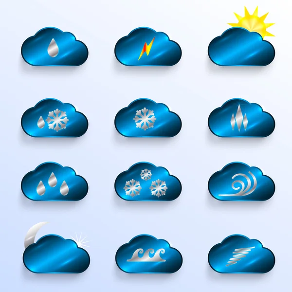 Blue Clouds with Weather Signs — Stock Vector