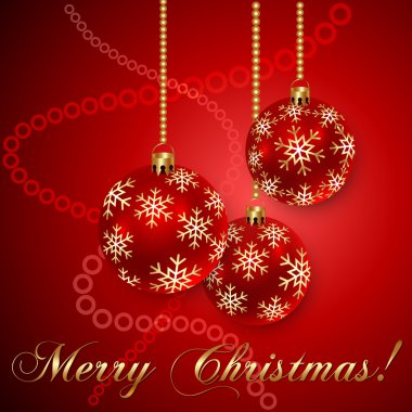 vektör kırmızı kar taneleri ile Noel topları