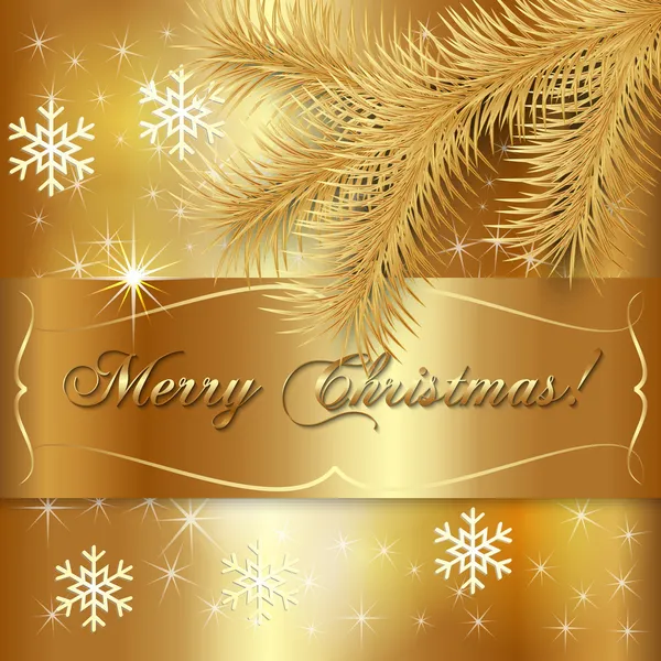 Vector Gold Christmas Holiday Greeting Card — Stock Vector