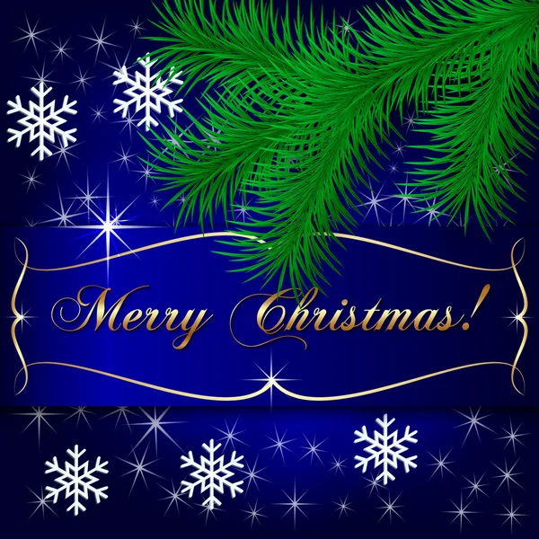 Vector Blue Christmas Holiday Greeting Card — Stock Vector