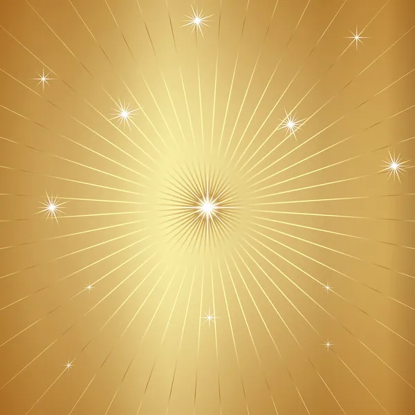 Vector Gold Background with Stars and Rays — Stock Vector