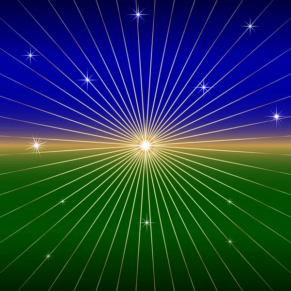 Vector Dark Background with star and rays — Stock Vector