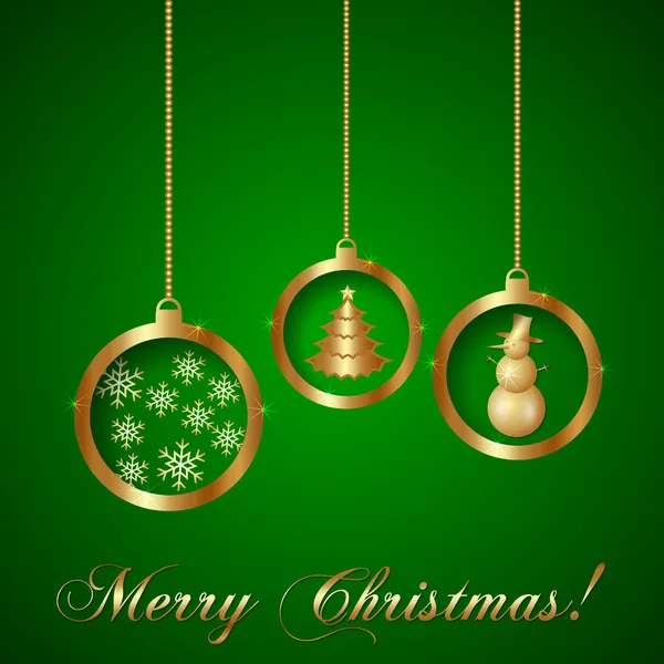 Vector Gold Decorative Christmas Greeting Card — Stock Vector