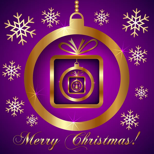 Tarjeta de felicitación de Navidad decorativa Vector Pink Violet Gold — Vector de stock