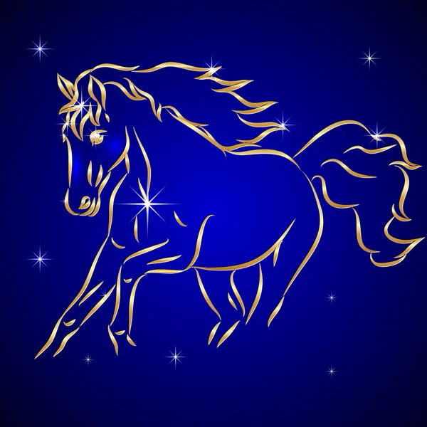 Vector Sketch de Caballo en el Cielo con Estrellas — Vector de stock