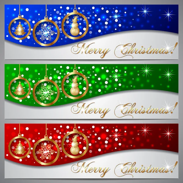 Vektor Weihnachtsgruß Banner Set — Stockvektor