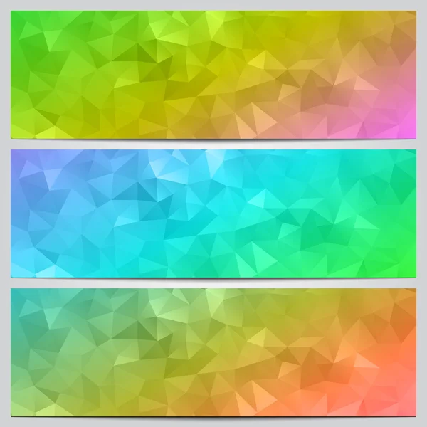 Conjunto vectorial de banners multicolores con geometría abstracta — Archivo Imágenes Vectoriales