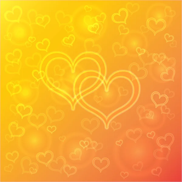 Vecteur abstrait fond orange avec des cœurs — Image vectorielle
