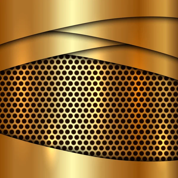 Vetor metálico célula de ouro fundo decorativo — Vetor de Stock