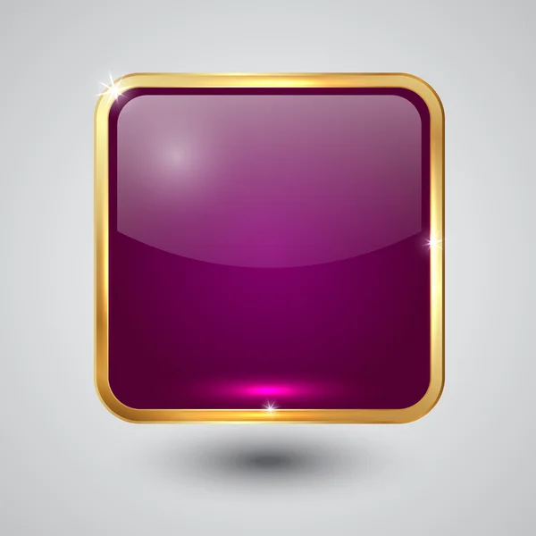 vektör cam kare düğme ile yuvarlak köşe ve altın çerçeve