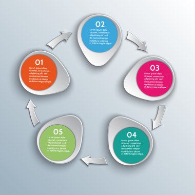 Infographic iş akışı tasarım öğeleri ile okları vektör