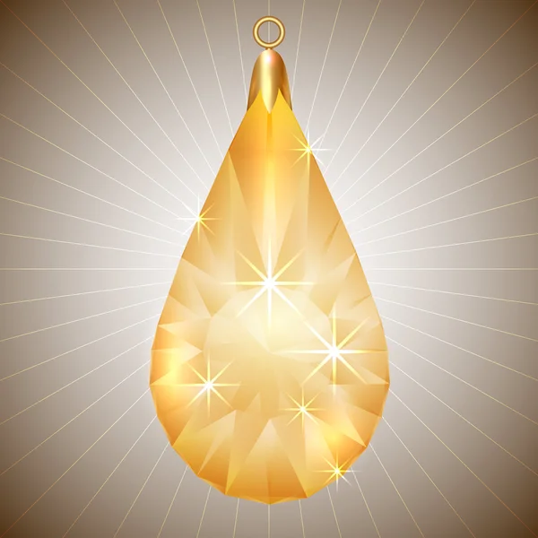 Vector precioso diamante amarillo colgante con engaste de oro — Vector de stock