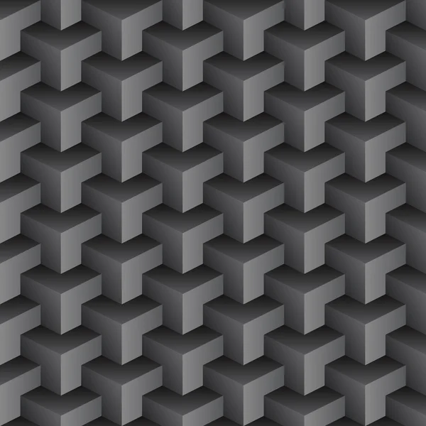 Vector abstract black seamless pattern made from stacked cubes — Stock Vector