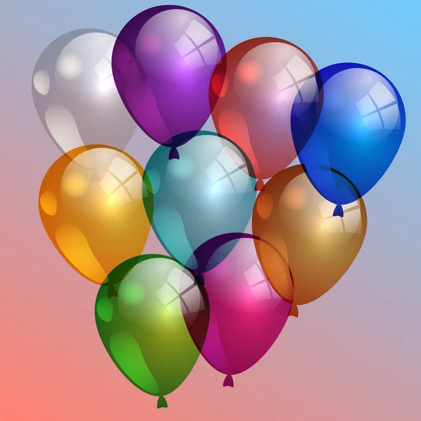 Ilustração vetorial de balões de ar multicoloridos no céu — Vetor de Stock