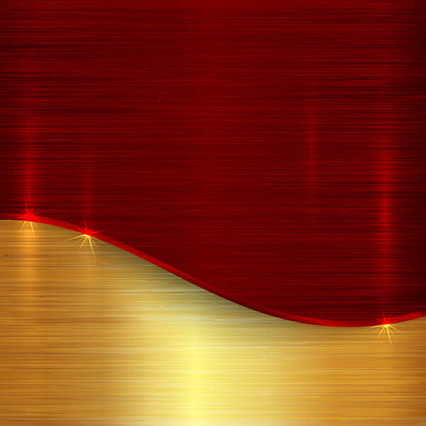 Vector abstract cherry red and gold metallic background