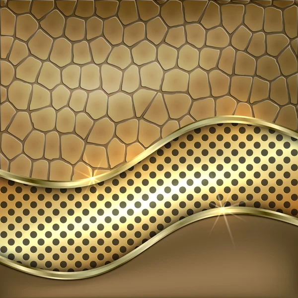 Vektor metalliskt guld läder dekorativa bakgrund — Stock vektor