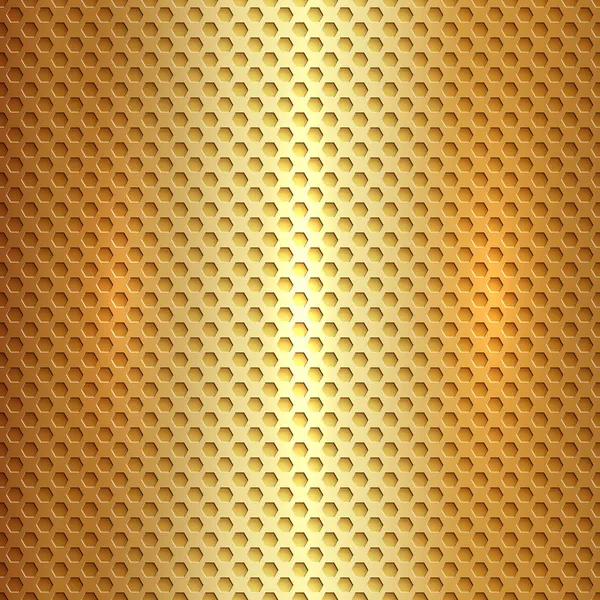Vetor abstrato metal quadrado ouro hexágono grade celular — Vetor de Stock