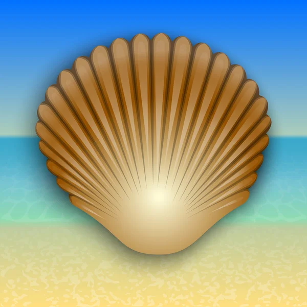 Vektor Gold Shell Illustration auf dem Sommer Meer Strand — Stockvektor