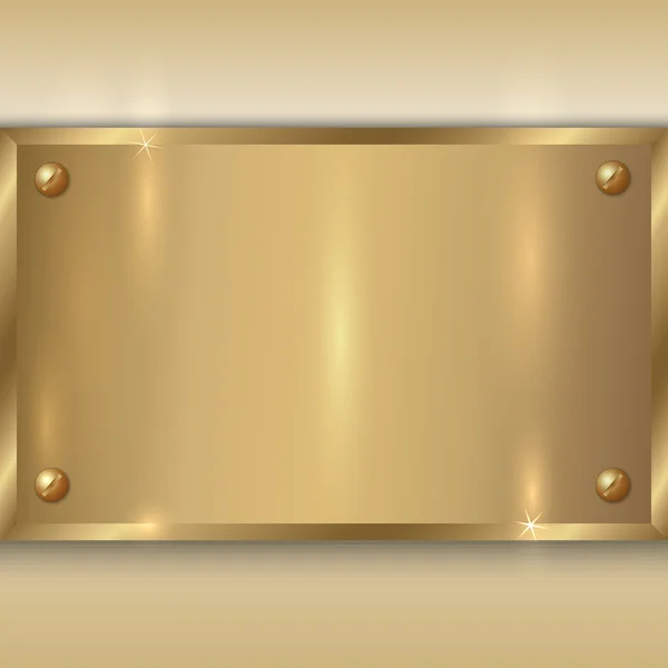 bej renkli arka plan üzerinde vida ile vektör soyut Metalik altın plaka