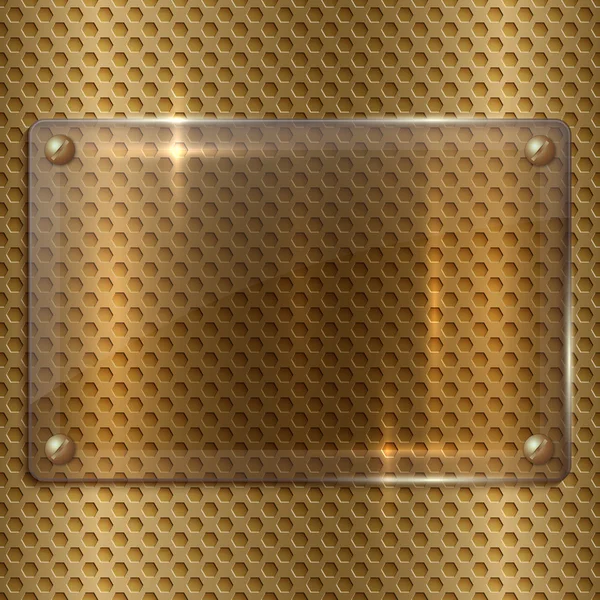 Plaque de verre abstraite vectorielle sur la grille de cellules métalliques — Image vectorielle