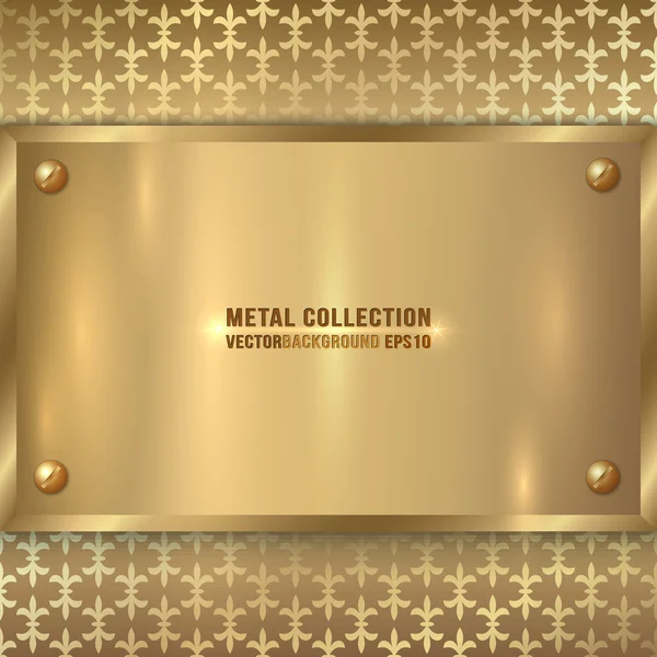 Vektor abstrakt metall gamla guld plack på prydnad plattan — Stock vektor