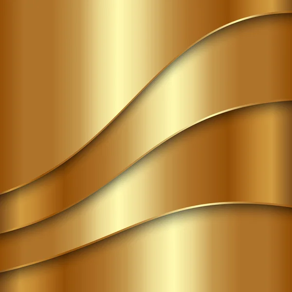 Vector abstract golden metallic background with curves — Stock Vector