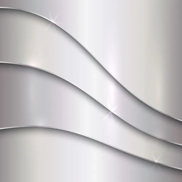 Vetor abstrato prata fundo metálico com curvas —  Vetores de Stock