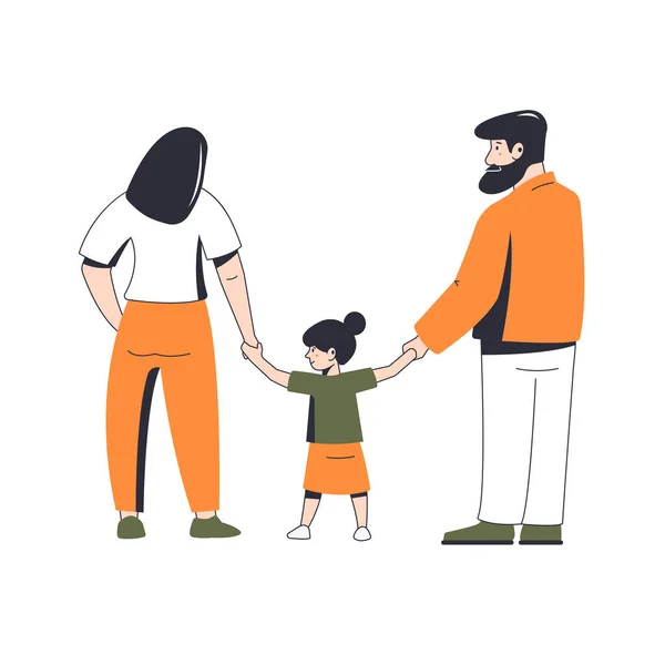 Parents Walk Child Fresh Air Vector Illustration Family Scene — Stock Vector