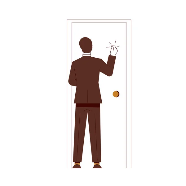 Businessman Knocks Office Door Vector Concept Closed Door — Stock Vector