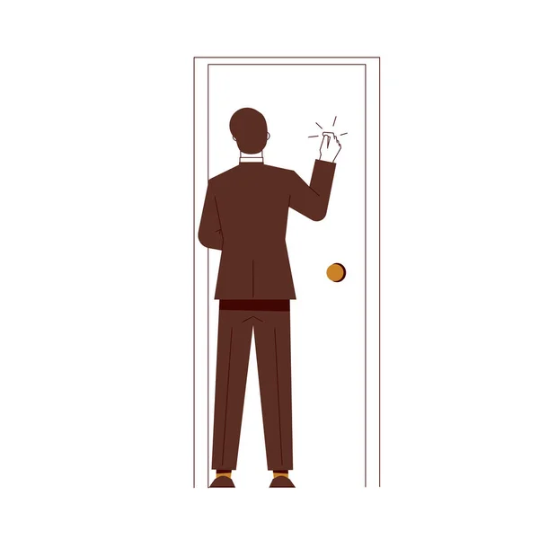 Бизнесмен Стучится Дверь Офиса Векторная Концепция Закрытой Двери Стоковая Иллюстрация