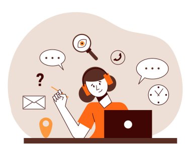 Online consultant at work. Call center technical support.
