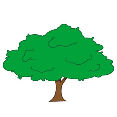 Çizgi film tarzında büyük bir park ağacı.