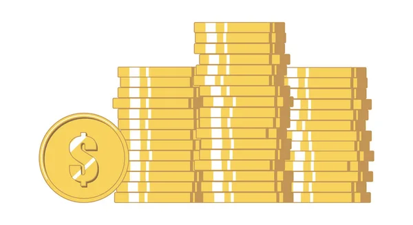 Golden Coins Stacks Vector Isolated Object — Image vectorielle