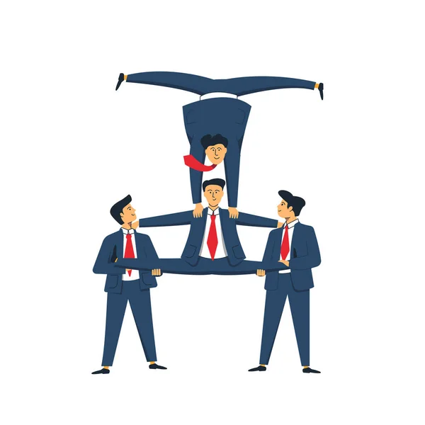 Businessmen Managers Gymnastic Pyramid Teamwork Concept — Image vectorielle