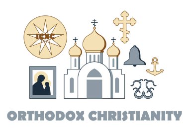 Symbols of Orthodoxy. Vector concept Christianity.