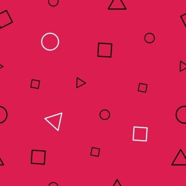 Kusursuz soyut vektör deseni. Kırmızı arkaplanda geometrik şekiller.